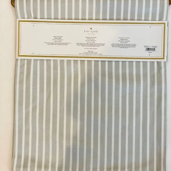 Kate Spade "Harbour Drive" Platnium, White Table Runner, cotton blend, 72" - Picture 8 of 10